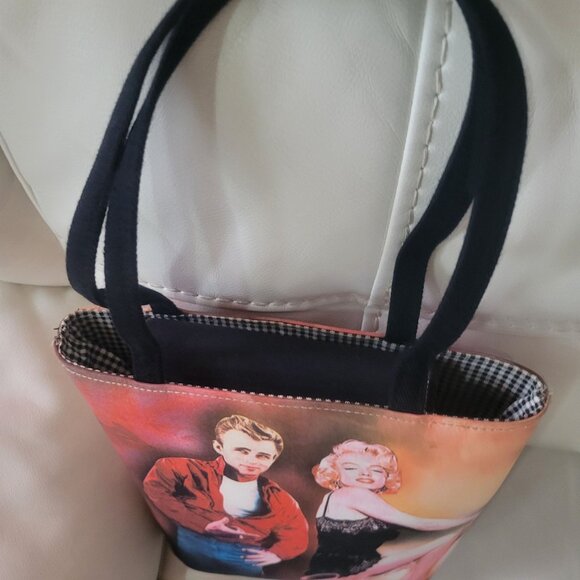 James Dean & Marilyn Monroe Vintage Canvas Tote Bag - Pop Art Style - Picture 8 of 16